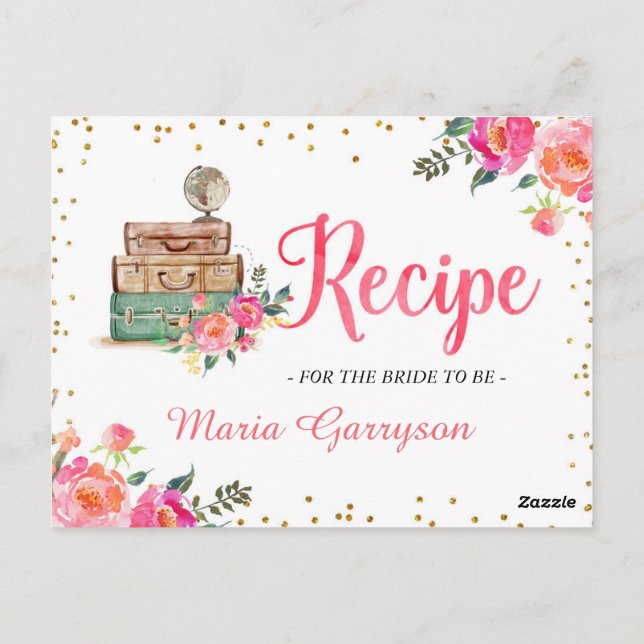 Travel Themed Bridal Shower Recipe Card (Back)