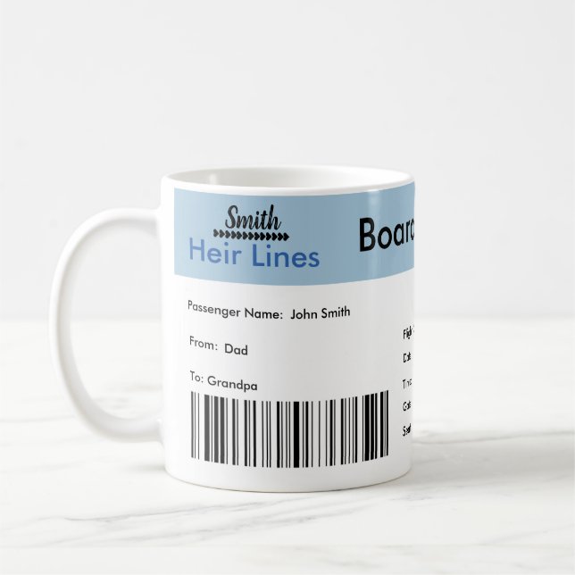 Travel-Themed Pregnancy Announcement Air Ticket  Coffee Mug (Left)