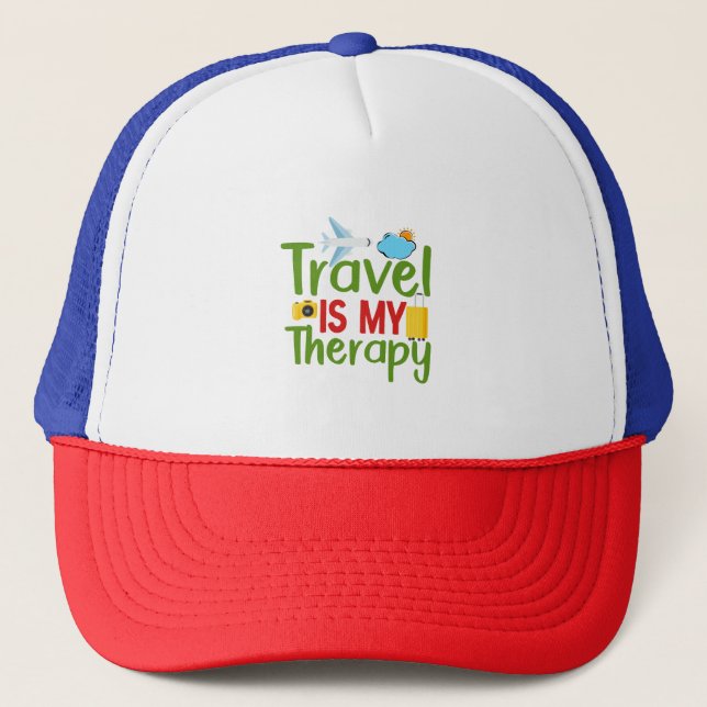 Travel Therapy and Inspiration, Lifetime Adventure Trucker Hat (Front)