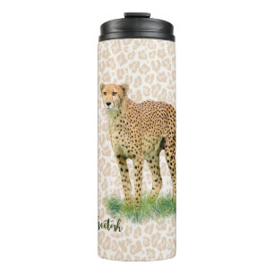 Travel Thermal Tumbler with Cheetah Image