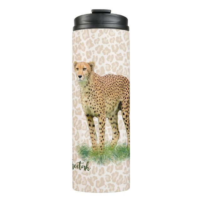 Travel Thermal Tumbler with Cheetah Image (Front)