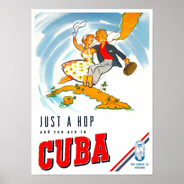 Travel to Cuba vintage travel poster (Front)