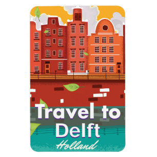 Travel to Delft Holland travel poster Magnet