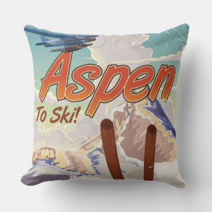 Travel To Denmark Cartoon viking travel poster Throw Pillow
