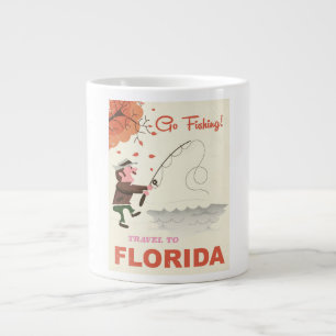 Travel to Florida vintage fishing print Large Coffee Mug