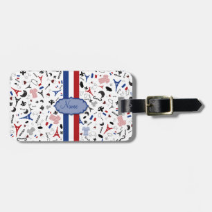 Travel to France, french icons with flag Luggage Tag