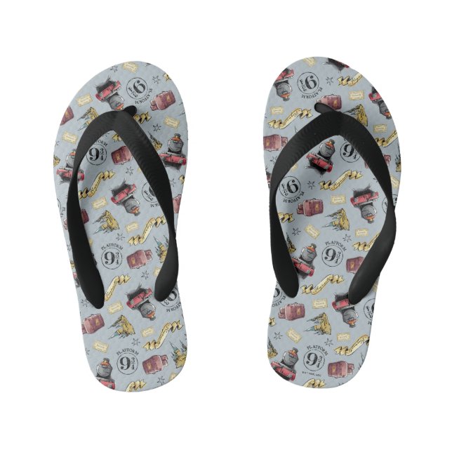 Travel To HOGWARTS™ Pattern Kid's Flip Flops (Footbed)