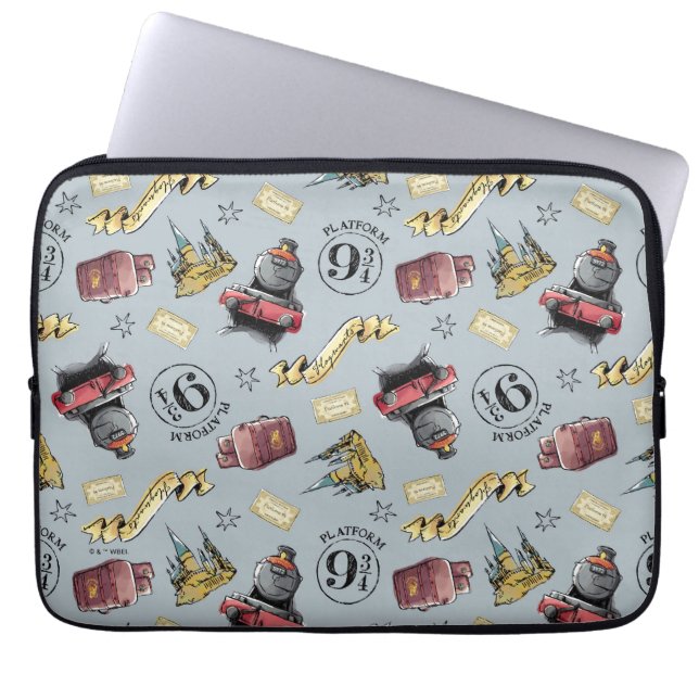 Travel To HOGWARTS™ Pattern Laptop Sleeve (Front)