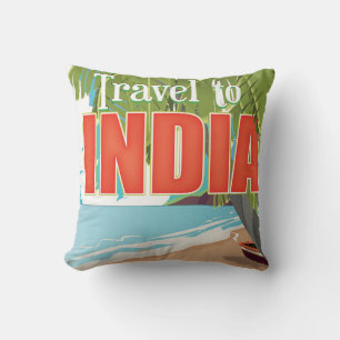 Travel to India travel poster Throw Pillow