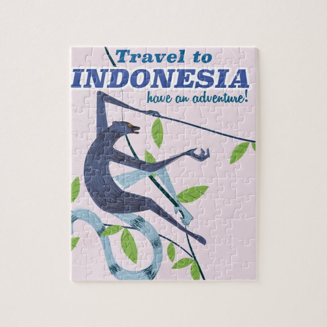 Travel to Indonesia monkey travel print Jigsaw Puzzle (Vertical)