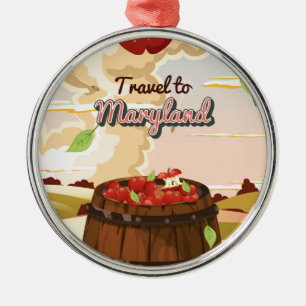 Travel To Maryland travel poster Metal Ornament