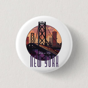 Travel To New York 1 Inch Round Button