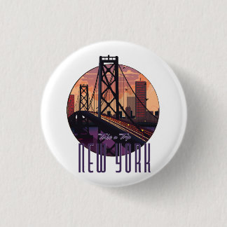 Travel To New York 1 Inch Round Button