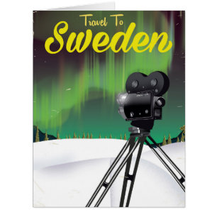 Travel to Sweden Northern lights Camera poster.