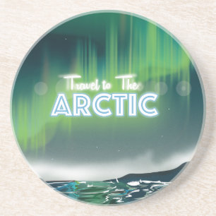 Travel to the Arctic Travel Poster Art Coaster