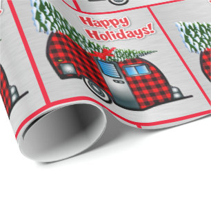 Travel Trailer Camper And Tree  Christmas Wrapping Paper