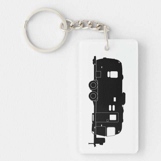Travel Trailer RV Silhouette on Keychain (Front)