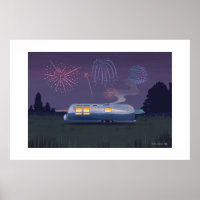 Travel Trailer Silver RV & Night Large Print