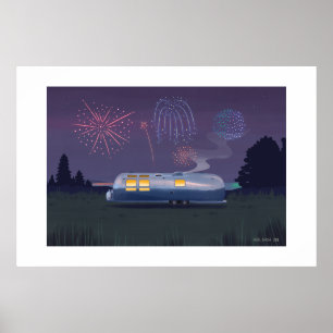 Travel Trailer Silver RV & Night Large Print