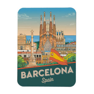 Travel vintage barcelona sagrada familia gifts magnet