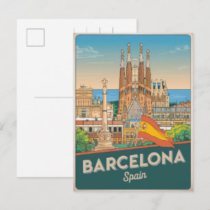 Travel vintage barcelona sagrada familia gifts postcard