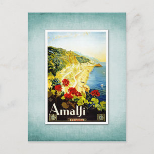Travel Vintage Poster Amalfi Italy Postcard