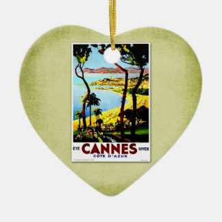 Travel Vintage Poster Cannes France Ceramic Ornament