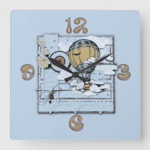 Travel vintage square wall clock
