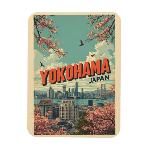 Travel vintage yokohama city japan Chinatown gifts Magnet