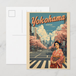 Travel vintage yokohama city japan Chinatown gifts Postcard