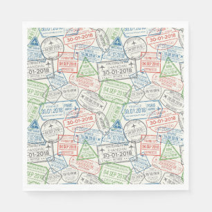 Travel Visa Stamps Napkin