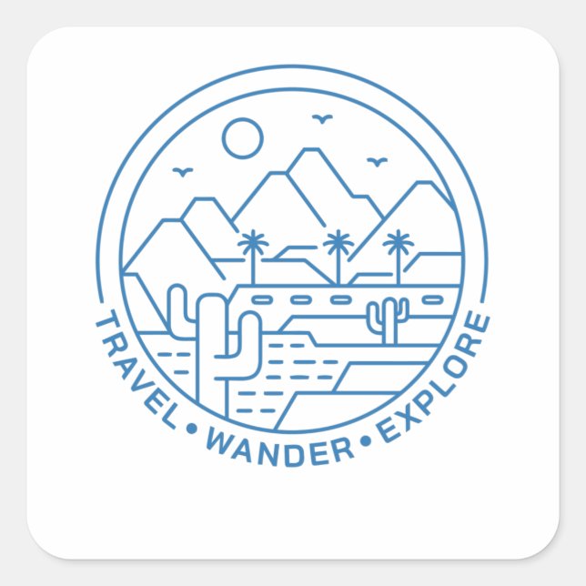 Travel Wander Explore Square Sticker (Front)