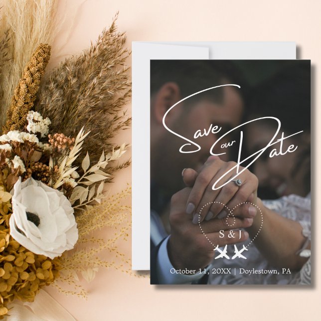 Travel Wedding Airplane Heart Modern Save The Date Invitation (Creator Uploaded)