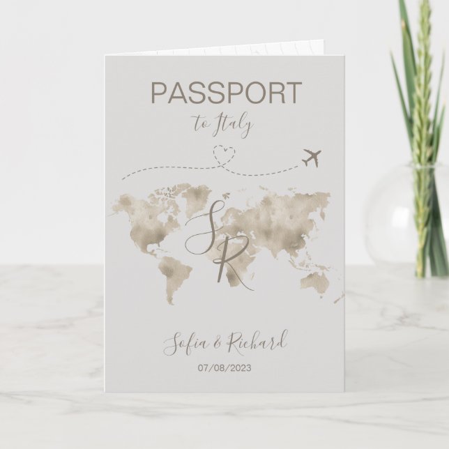 Travel Wedding Destination Passport World Map Invi Invitation (Front)