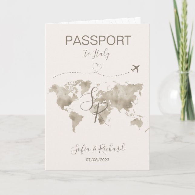 Travel Wedding Destination Passport World Map Invi Invitation (Front)