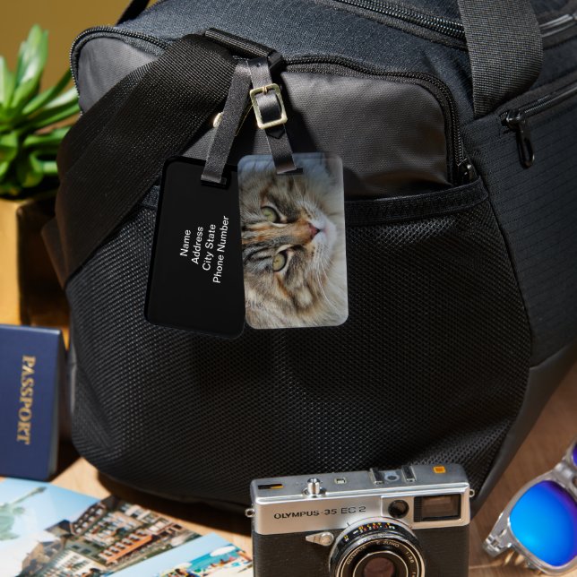 Travel with Cat/ Cat Lover   Luggage Tag (Front & Back)
