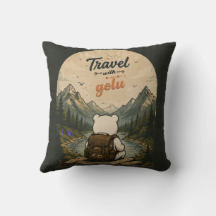 Travel With Golu Adventure Throw Pillow
