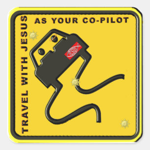 Travel With Jesus As Your Co-pilot Square Sticker