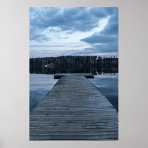 Travel Wood Pier, Blue Lake, and Forest Poster