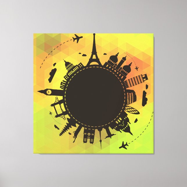 Travel World Landmarks Cool Illustration Canvas Print (Front)