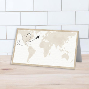 Travel World Map Baby Shower Place Card