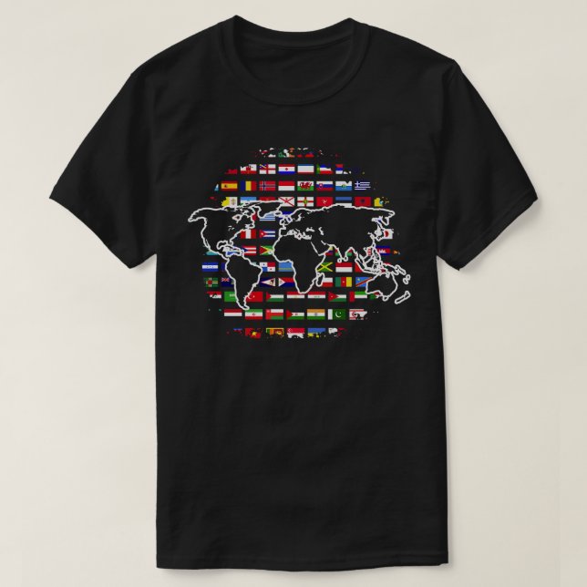 Travel World Map Traveller International World Fla T-Shirt (Design Front)