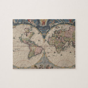 Travel World Map Vintage Art Globe Jigsaw Puzzle