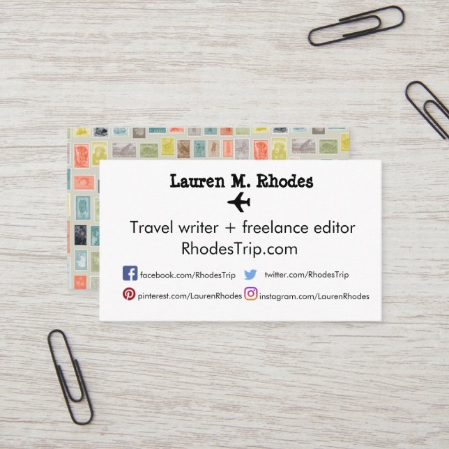 Travel Writer/ Blogger Stamp Themed Cards (Front/Back In Situ)