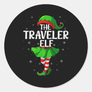 Traveler Elf Christmas Girls Women Elf Squad Xmas Classic Round Sticker