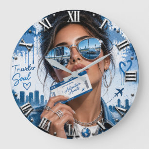 Traveler Soul Fashion Home Decor Airport Large Clock