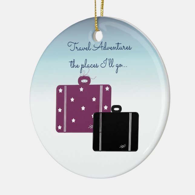 Traveler With Suitcases Ceramic Ornament (Left)
