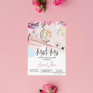 Traveling From Miss to Mrs Bridal Shower Floral  Invitation