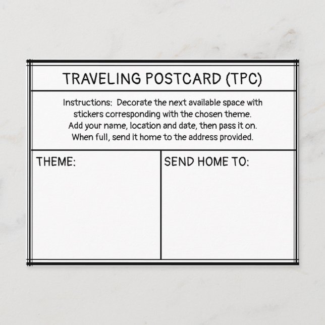 TRAVELING POSTCARD (TPC) (Front)