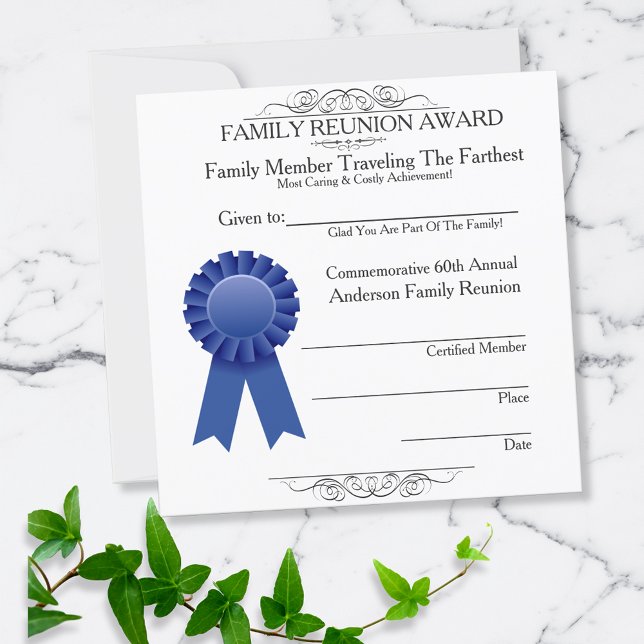 Travelled Farthest Family Reunion Awards Blue Invitation (Creator Uploaded)